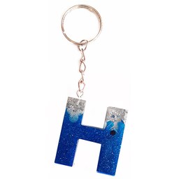 جا کلیدی رزینی حرف انگلیسی H آبی (قابل سفارش در رنگ  و طرح و  حروف دلخواه)