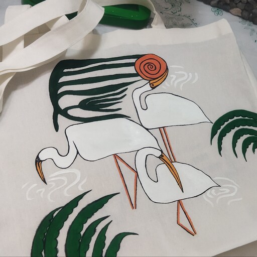 کیف و ساک خرید پارچه ای نقاشی شده با دست و قابل شستشو