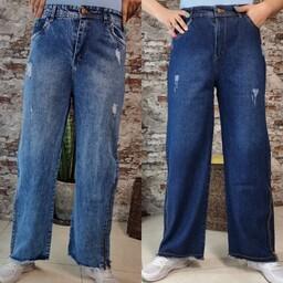 شلوار زنانه جین نیم بگ دمپا ریش زنانه سایز 36 تا 48 جین ترک اصل با ضمانت مرجوعی 