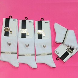 جوراب مردانه سفید درمه(4جفت) نخ پنبه اعلا برند صدرا ،جوراب پنجه گیری شده صادراتی با ارسال رایگان