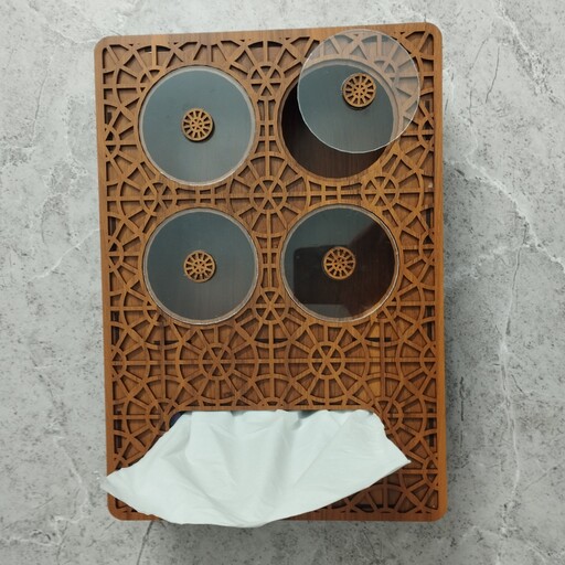 جعبه آجیل خوری چوبی به همراه جا دستمال کاغذی کد 1