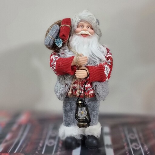 عروسک بابانوئل متوسط مدل فانوس و گیفت