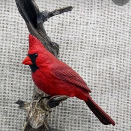 مجسمه چوبی پرنده کاردینال 