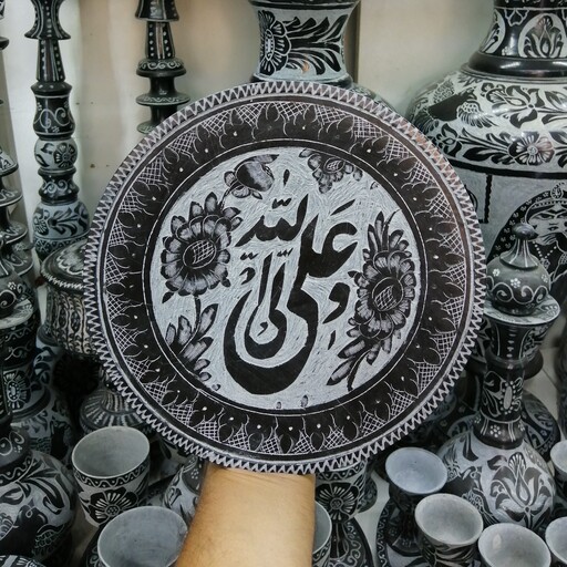 دیوار کوب سنگی و تابلو سنگی قلم خورده علی ولی الله سوغات اصیل مشهد مقدس    
