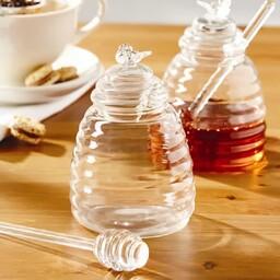 ظرف عسل خوری و قاشق عسل شیشه ای بزرگ مدل 22132