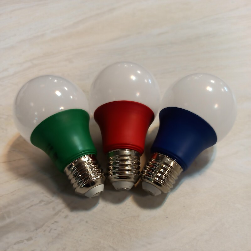 پک سه عددی لامپ ال ای دی 3 وات حبابی برند آوا مدل هلیوس رنگی به رنگ های آبی قرمز و سبز
