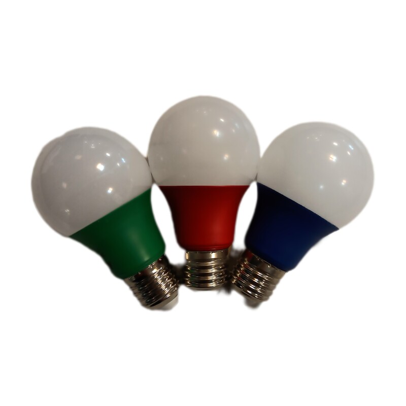 پک سه عددی لامپ ال ای دی 3 وات حبابی برند آوا مدل هلیوس رنگی به رنگ های آبی قرمز و سبز