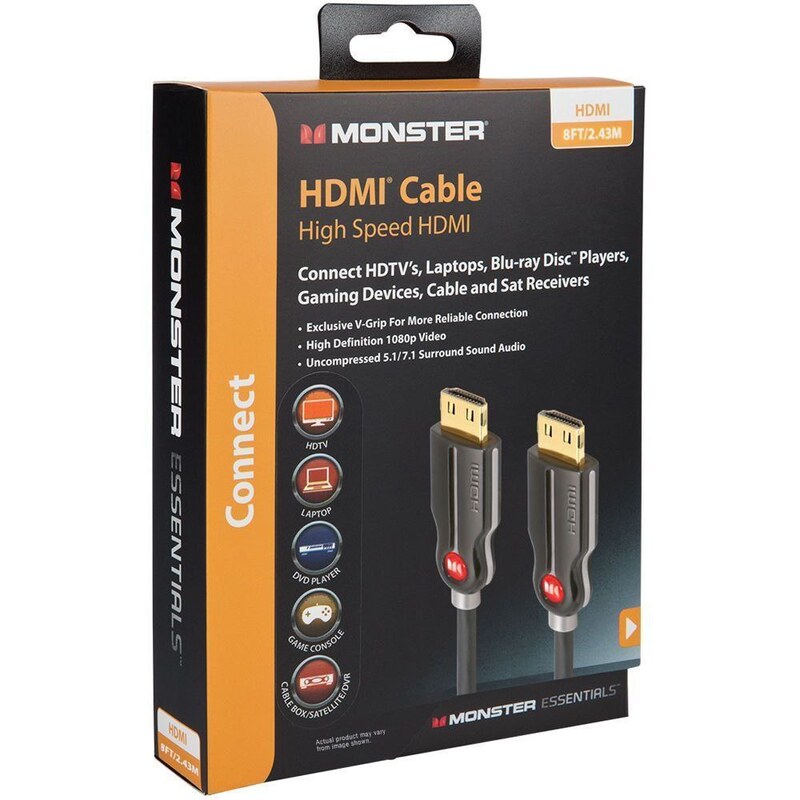 کابل HDMI  اصلی  برند Monster نرخ رفرش ریت 120Hz طول 1.5m  فوق العاده ضخیم  بدون