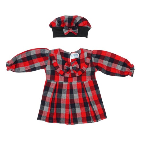 ست پیراهن و کلاه مجلسی دخترانه کشمیر  عروسکی دوخت سفارشی مطابق با سایز و رنگ دلخواه شما