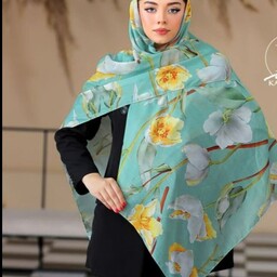 روسری نخی دور دوز محصولی از برند ایرانی قواره بزرگ با تم رنگی خاص سبز شاداب و جذاب مخصوص خانم های خوش سلیقه 
ا

