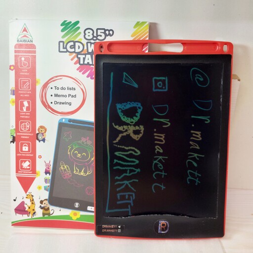 تبلت قلمی اسباب بازی مدل کاغذ هوشمند LCD WRITING TABLET  قلم هفت رنگ موجود به رنگ قرمز 