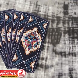  رو پله گلیم طرح گل آرا سرمه ای سایز 30 در 90سانتی متر