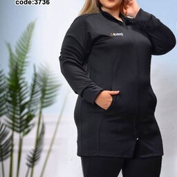  مانتو تک ورزشی زنانه رببوک  بیگ سایز جنس سوپرغواصی اعلا درجه یک مناسب 44 تا 50 تک رنگ مشکی

