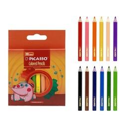 مداد رنگی 12 رنگ کوتاه مقوایی  پیکاسو 