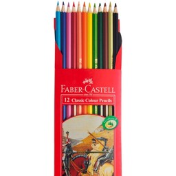 مداد رنگی 12 رنگ فابرکاستل بلند  مقوایی کیفیت عالی مناسب نقاشی حرفه ای