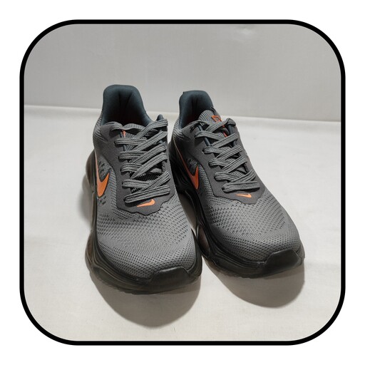 کفش مردانه ورزشی طرح نایک ولکان (Air zoom volkan) طوسی نارنجی