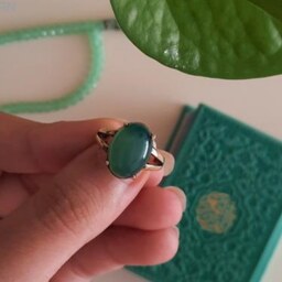 انگشتر زنانه طلاروسی عقیق سبز
