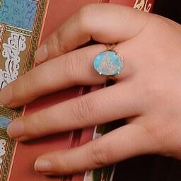 انگشتر زنانه فیروزه نیشابور با رکاب طلاروسی