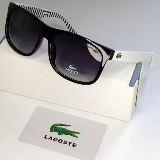 عینک آفتابی یو وی 400 و پولاریزه تضمینی لاگوست LACOSTE درجه یک دسته سفید لوکس