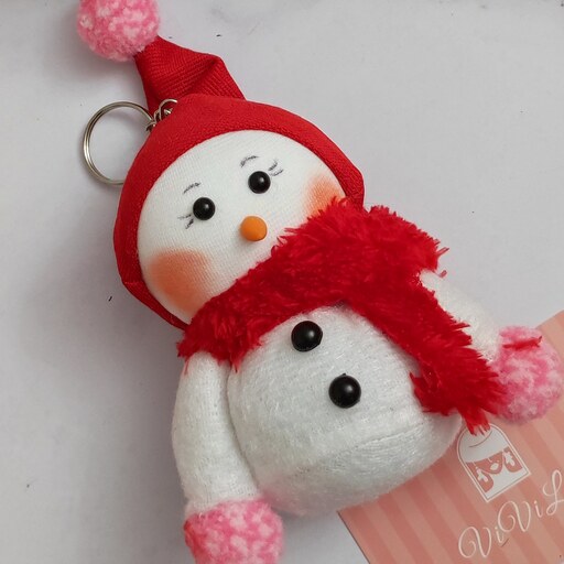 عروسک آدم برفی تزئینی جاکلیدی دار مناسب هدیه کریمس و زمستان و اولین برف