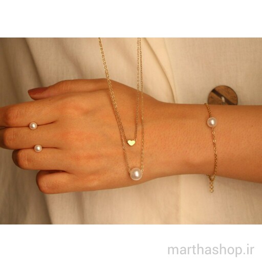 ست گردنبند گوشواره دستبند طلایی جواهرات زنانه رنگ ثابت (ارسال رایگان) مارتاشاپ