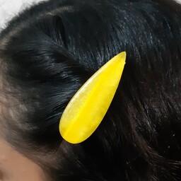 گیره موی سر رزینی زرد صدفی خوش رنگ  نشکن و سبک ،  قابل سفارش در رنگ های مختلف