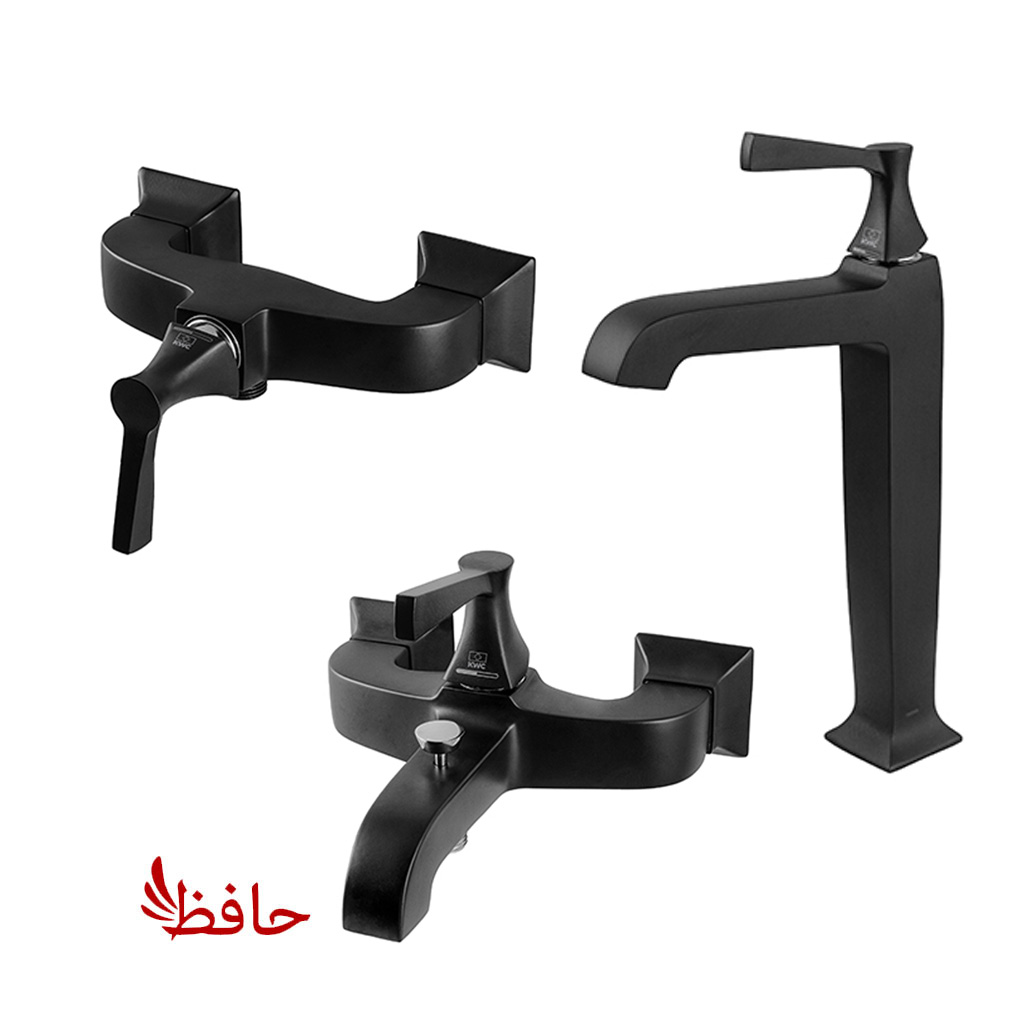 شیر حمام+توالت+روشویی پایه بلند کی دبلیو سی KWC مدل کلاسیک مشکی