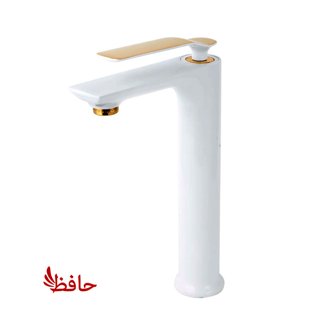 شیر روشویی پایه بلند راسان مدل آوات شیری طلایی