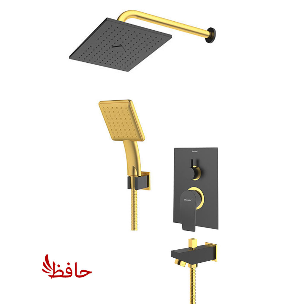 شیر حمام توکار شودر مدل رومر پلاس مشکی طلایی تیپ 4 (پسکرایه)