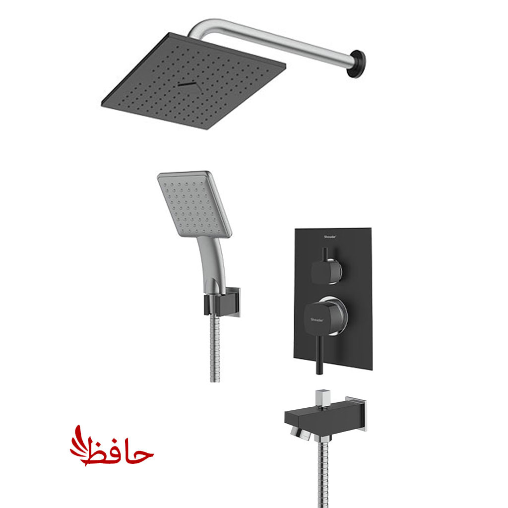 شیر حمام توکار شودر مدل رومر مشکی کروم تیپ 4 (پسکرایه)