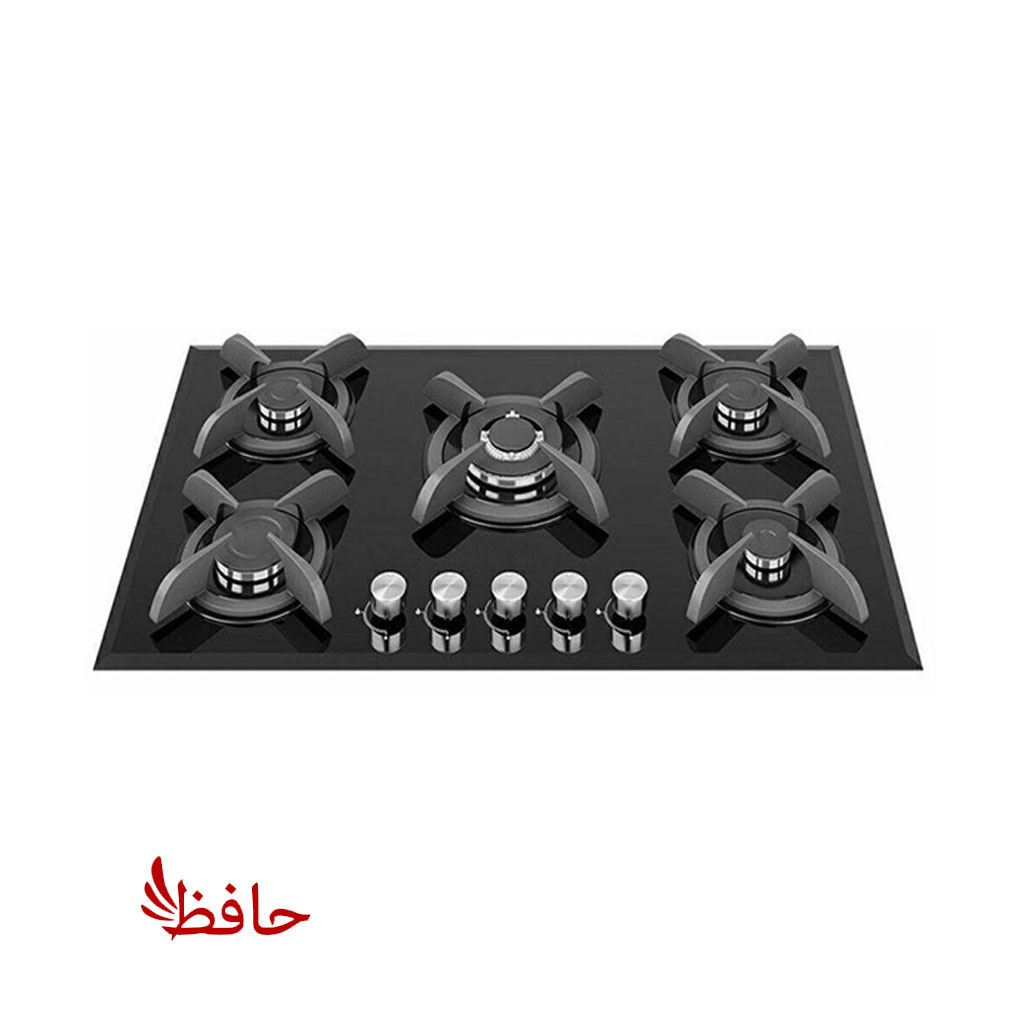 اجاق گاز صفحه ای شیشه ای پنج شعله مدل خورشیدی (پسکرایه)