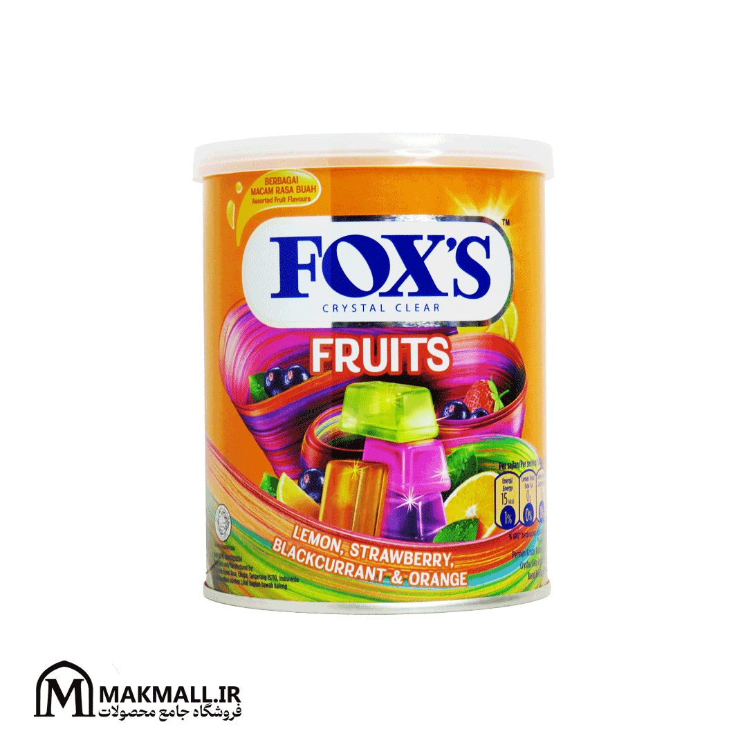 آبنبات میوه‌ای فاکس قوطی 180 گرمی | Fox’s Crystal Clear Fruits 180g