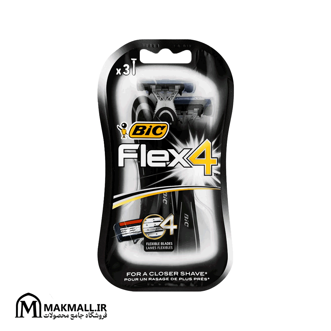 تیغ اصلاح مردانه بیک فلکس 4 بسته 3 عددی| BIC Flex 4 Men’s 4 Blades, 3 Pack