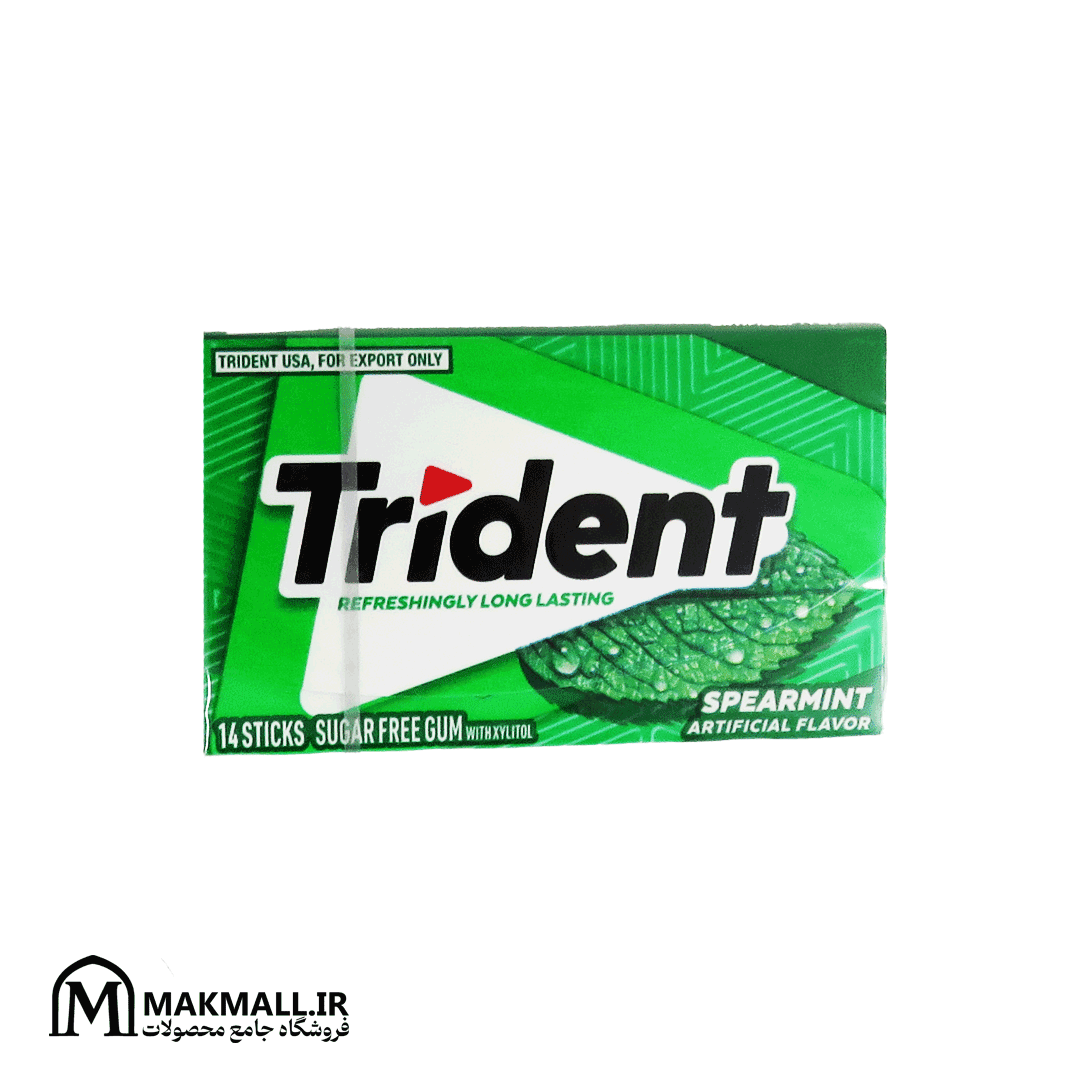 آدامس تریدنت نعناع اسپیرمنت بدون قند 14 عددی | Trident Spearmint Sugar Free Gum 14 Sticks