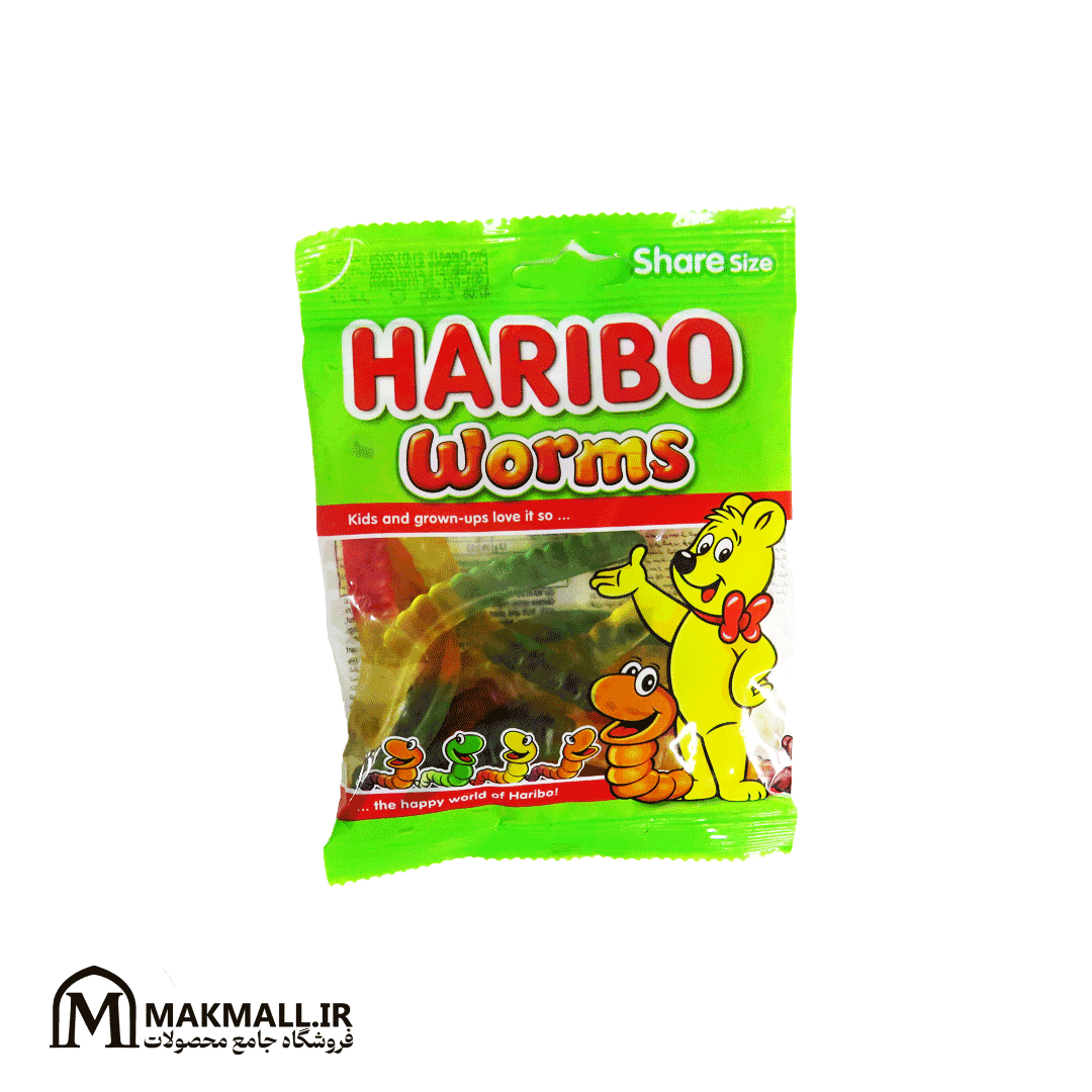 پاستیل هاریبو کرمی میوهای 80 گرم | Haribo Gummy Worms 80g