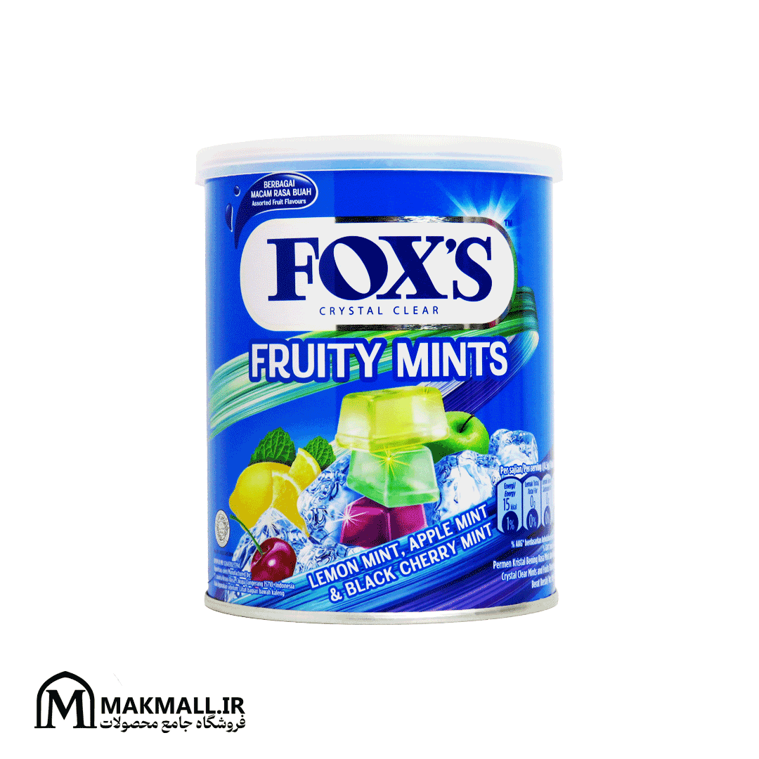 آبنبات میوه‌ای نعنایی فاکس قوطی 180 گرمی | Fox’s Crystal Clear Fruity Mints 180g