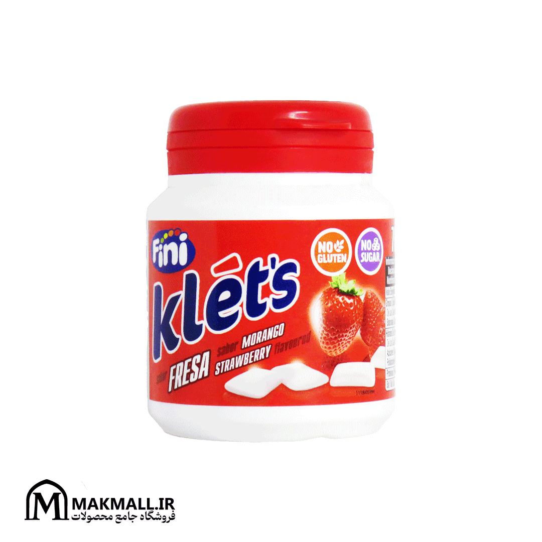 آدامس فینی کلتز توت فرنگی بدون شکر 100 گرمی | Fini Klet’s Fresa Strawberry Sugar Free Gum 100g