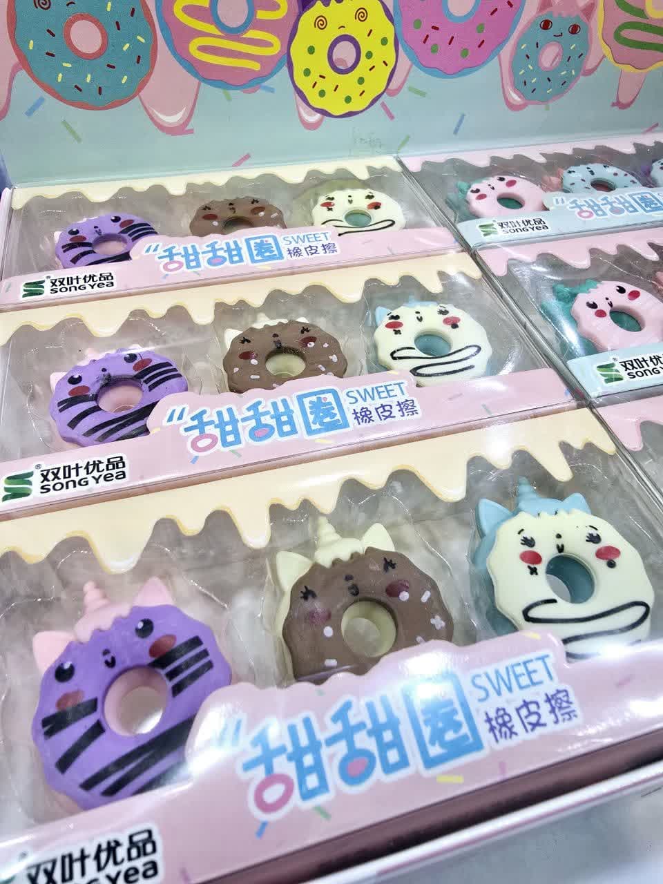 پاک کن مدل دونات طرح یونیکورن بسته 3 عددی