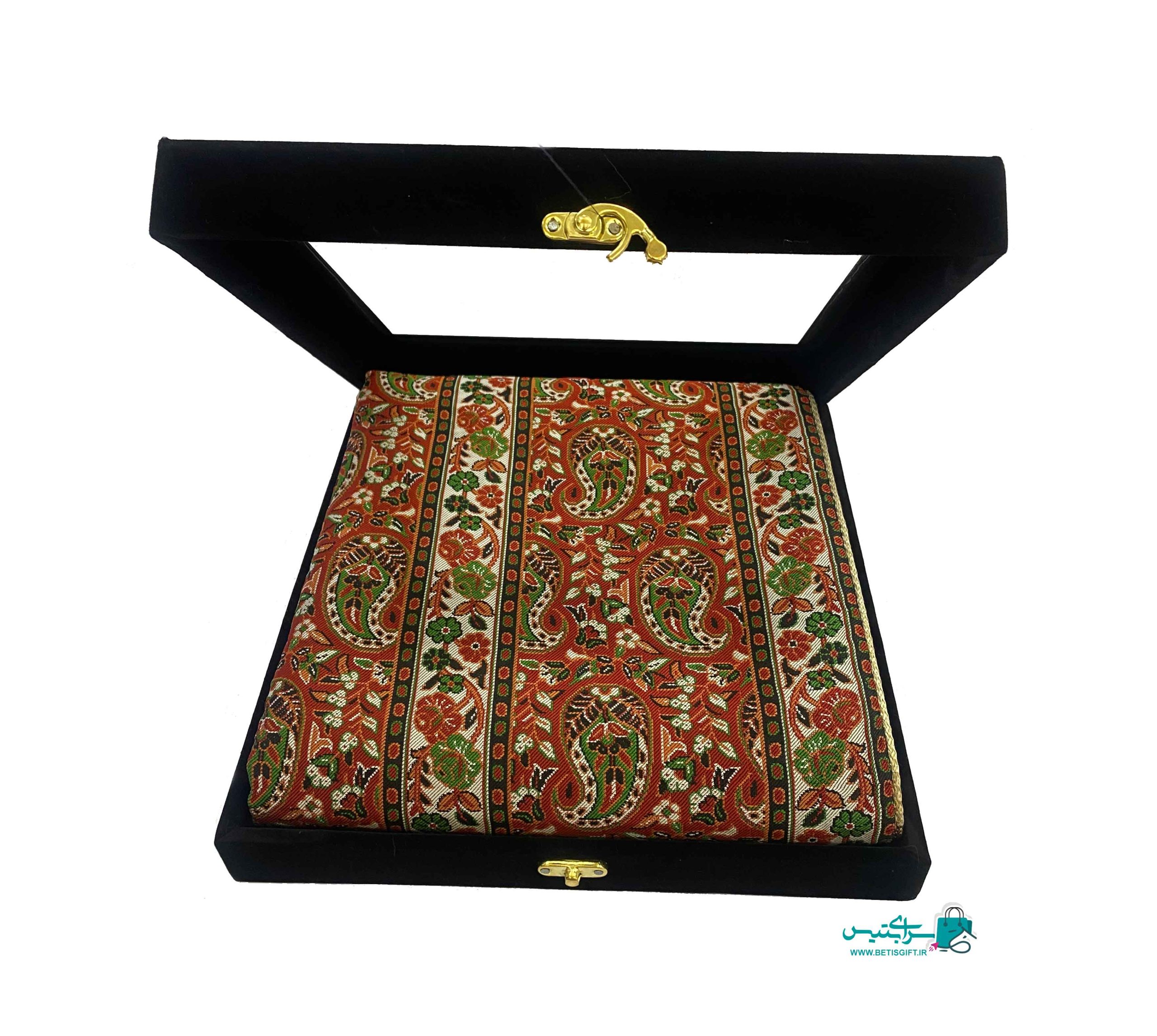 رومیزی ترمه یزد طرح قاجار به همراه جعبه هدیه جیر