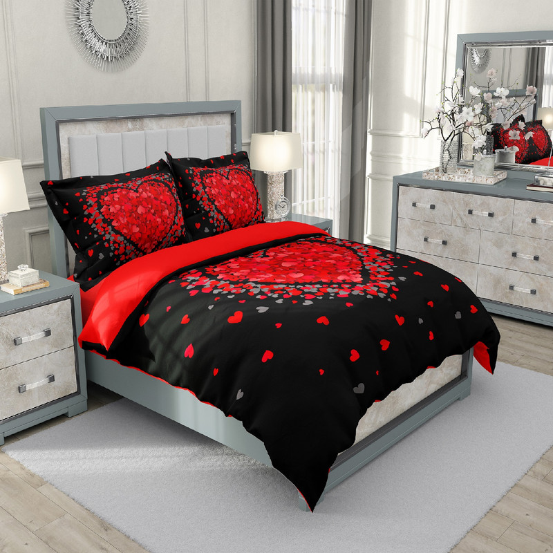 سرویس روتختی مدل قلب سرخ دو نفره 6 تکه