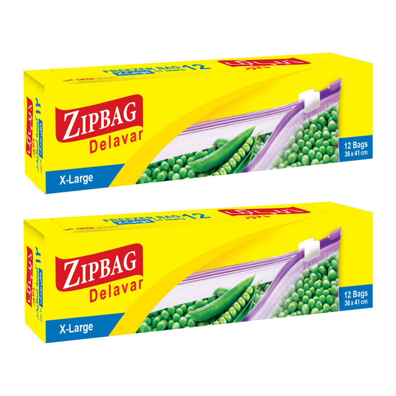 کیسه زیپ دار زیپ بگ دلاور مدل اسلایدر X-Large دو بسته 12 عددی