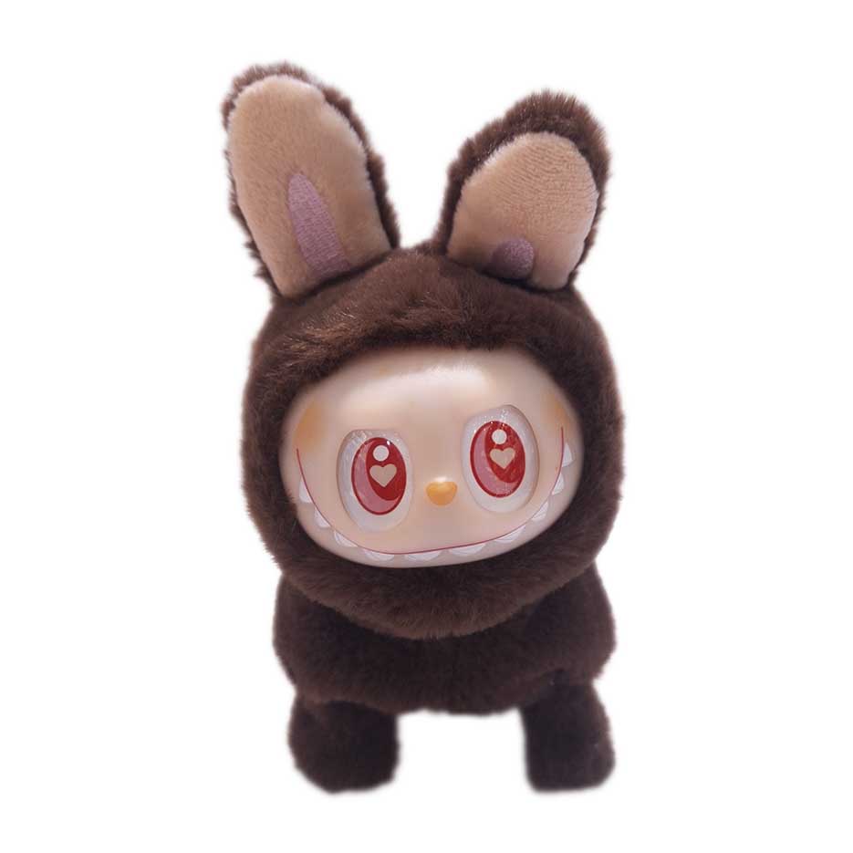 عروسک لبوبو سری اسباب بازی پت باتری خور حرکتی و صدادار (مدل گربه و سگ) labubu pets - رنگ قهوه ای