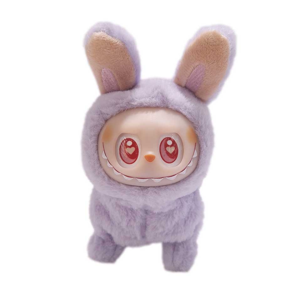 عروسک لبوبو سری اسباب بازی پت باتری خور حرکتی و صدادار (مدل گربه و سگ) labubu pets - رنگ بنفش