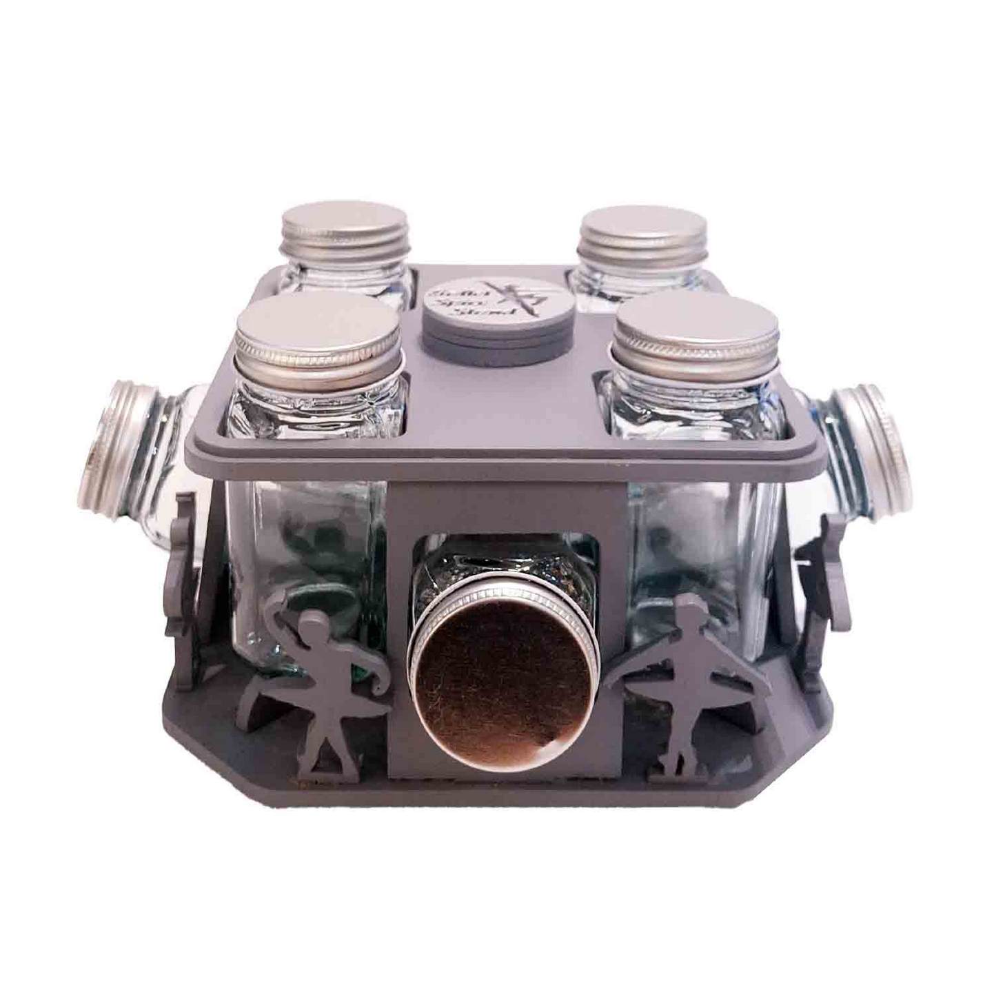 استند جاادویه گردان باله 8 عددی به همراه شیشه - طوسی