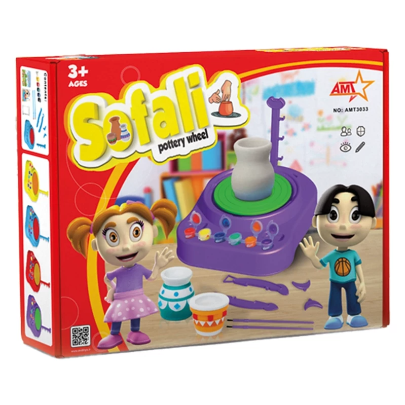 چرخ سفالگری با وسایل مخصوص بازی و آموزش کودکان