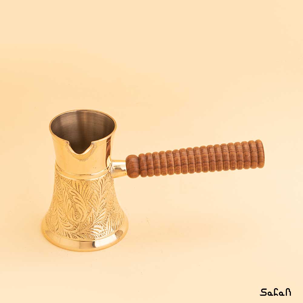 قهوه جوش برنجی طلایی بدون در مدل تاینی سایز 3