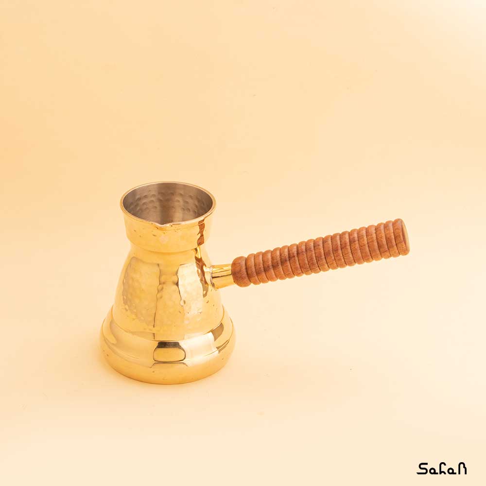 قهوه جوش برنجی طلایی بدون در مدل چکشی سایز 2