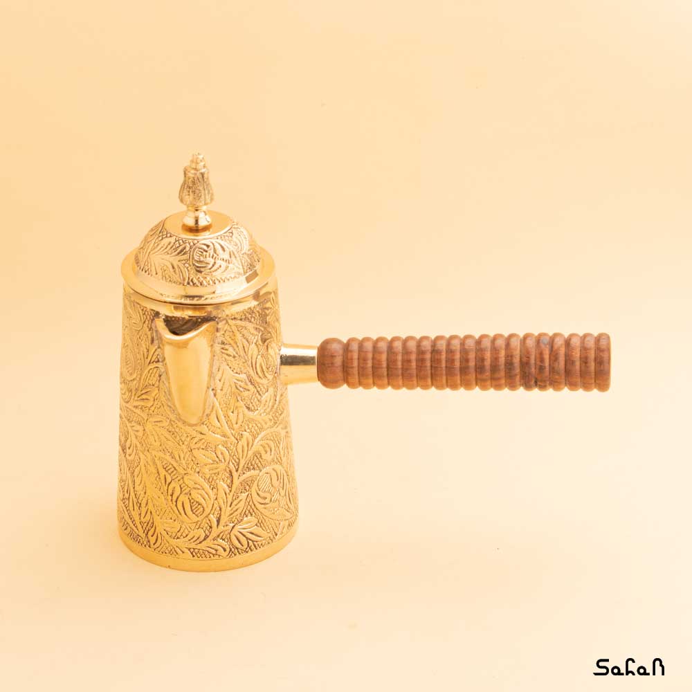 قهوه جوش برنجی طلایی دسته دار