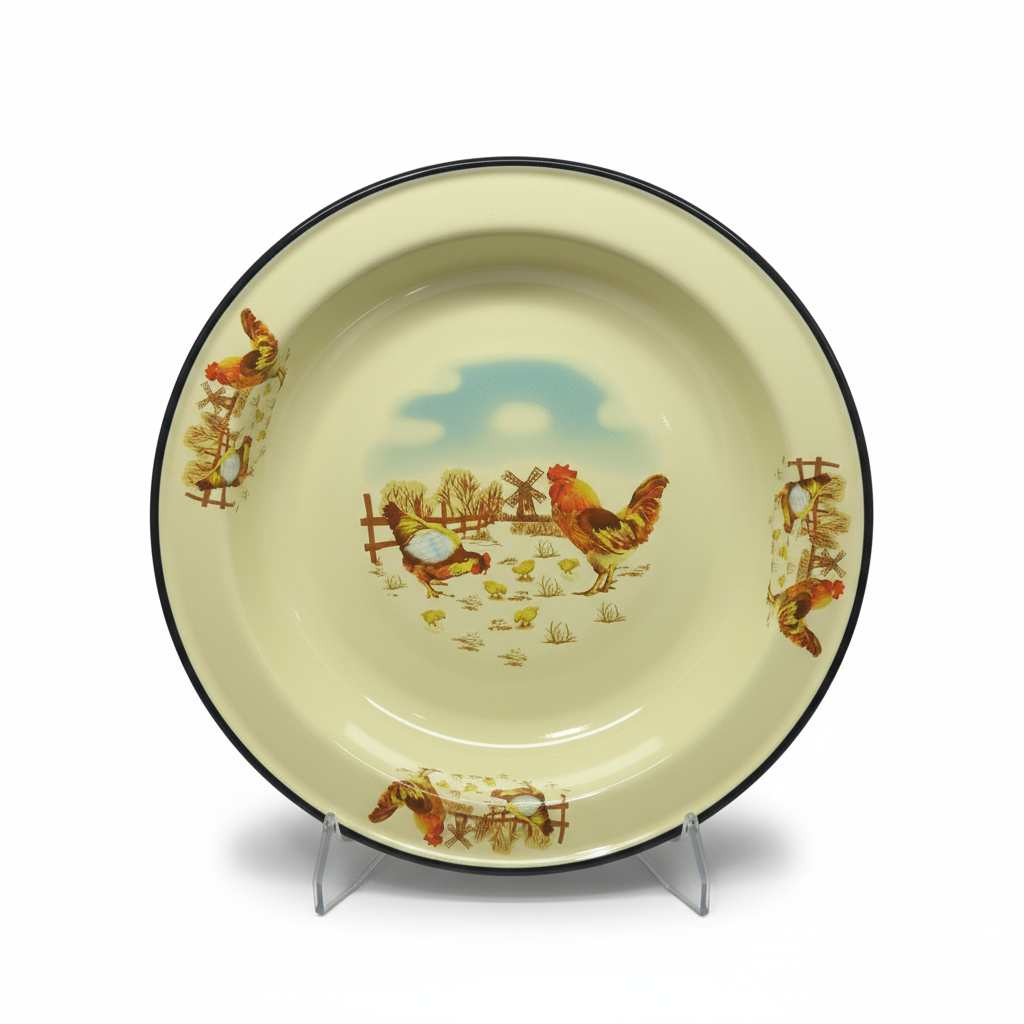 سینی لعابی سایز 36 طرح خروس