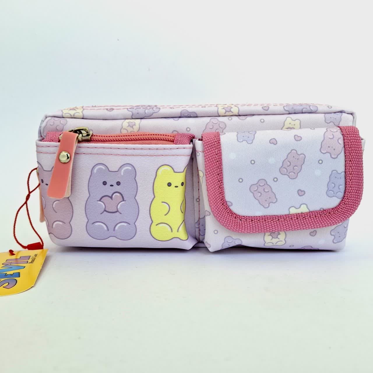 جامدادی سویل مدل 4 جیب طرح خرس کله فندقی